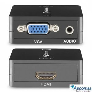 CONVERTIDOR DE VGA A HDMI CON AUDIO 3.5MM STEREM